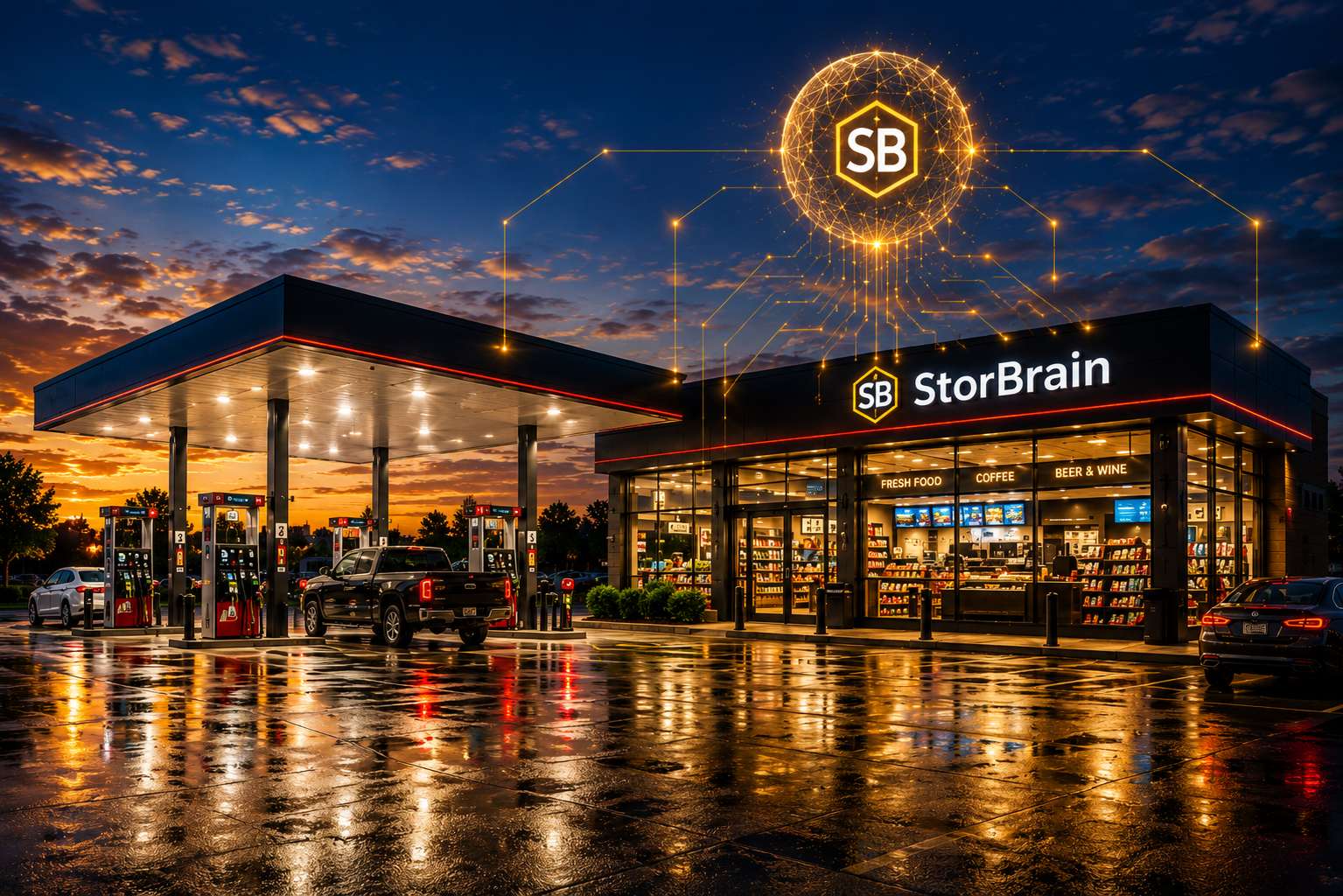 StorBrain-connected store fully operational — every system connected and running.